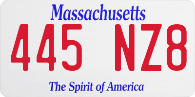MA license plate 445NZ8