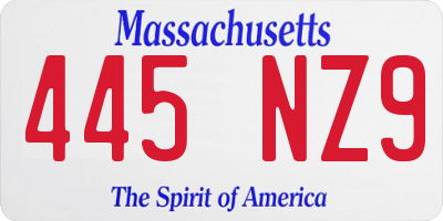 MA license plate 445NZ9