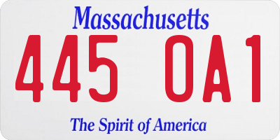 MA license plate 445OA1