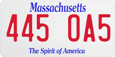 MA license plate 445OA5