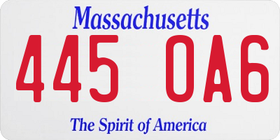 MA license plate 445OA6