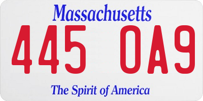 MA license plate 445OA9
