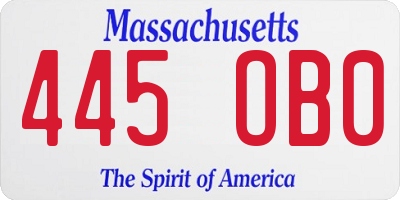 MA license plate 445OB0