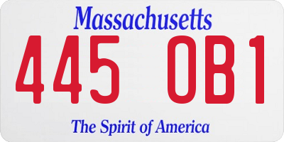 MA license plate 445OB1