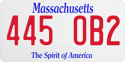 MA license plate 445OB2