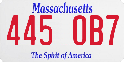 MA license plate 445OB7