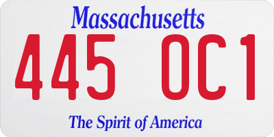 MA license plate 445OC1