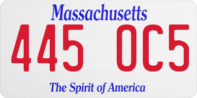 MA license plate 445OC5