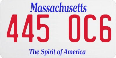 MA license plate 445OC6