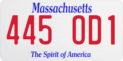 MA license plate 445OD1