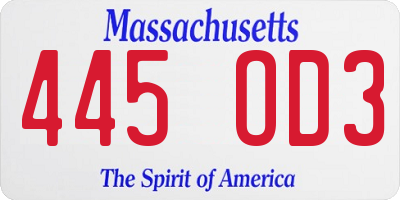 MA license plate 445OD3