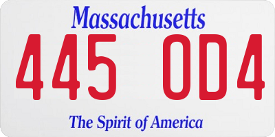 MA license plate 445OD4