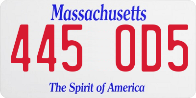 MA license plate 445OD5