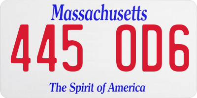 MA license plate 445OD6