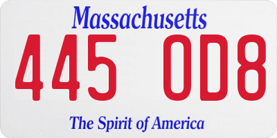 MA license plate 445OD8