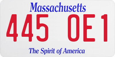 MA license plate 445OE1