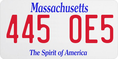MA license plate 445OE5
