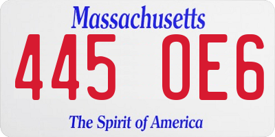 MA license plate 445OE6