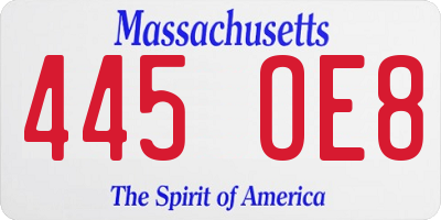 MA license plate 445OE8