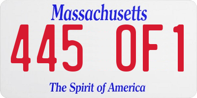 MA license plate 445OF1