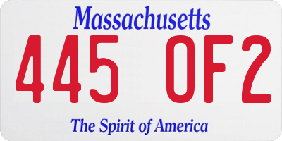 MA license plate 445OF2