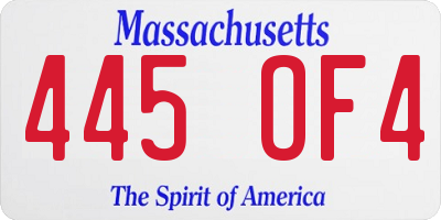 MA license plate 445OF4