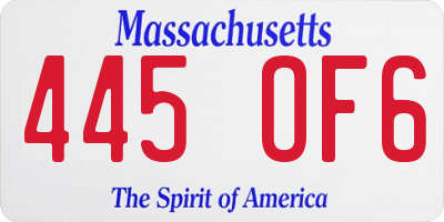 MA license plate 445OF6