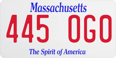 MA license plate 445OG0