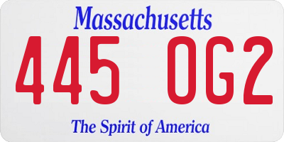 MA license plate 445OG2