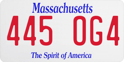 MA license plate 445OG4