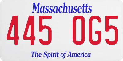 MA license plate 445OG5