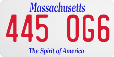 MA license plate 445OG6