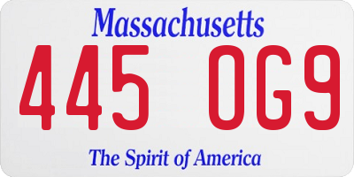 MA license plate 445OG9