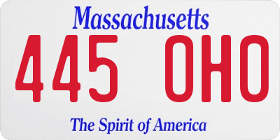 MA license plate 445OH0