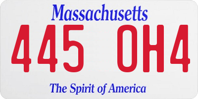 MA license plate 445OH4