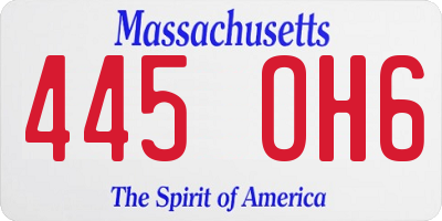 MA license plate 445OH6