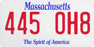 MA license plate 445OH8