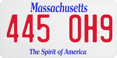 MA license plate 445OH9