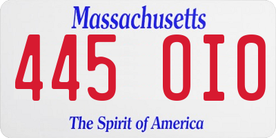 MA license plate 445OI0