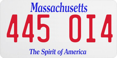 MA license plate 445OI4