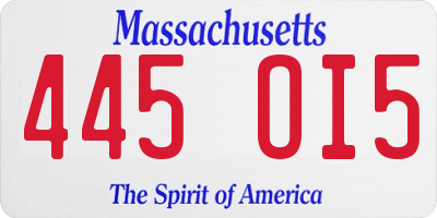 MA license plate 445OI5