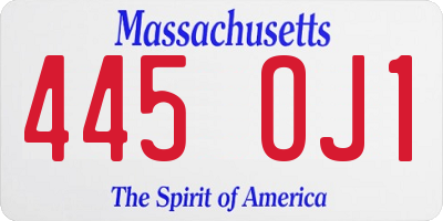 MA license plate 445OJ1