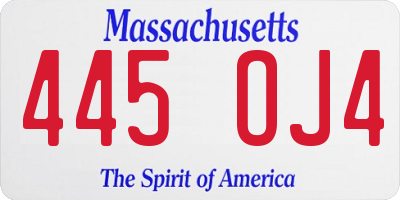 MA license plate 445OJ4