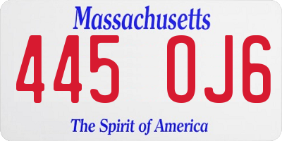 MA license plate 445OJ6