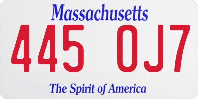 MA license plate 445OJ7