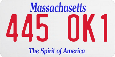MA license plate 445OK1