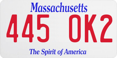 MA license plate 445OK2