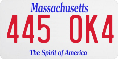 MA license plate 445OK4
