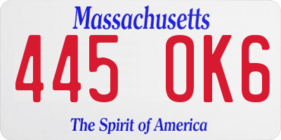 MA license plate 445OK6