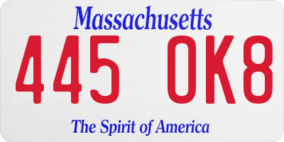 MA license plate 445OK8